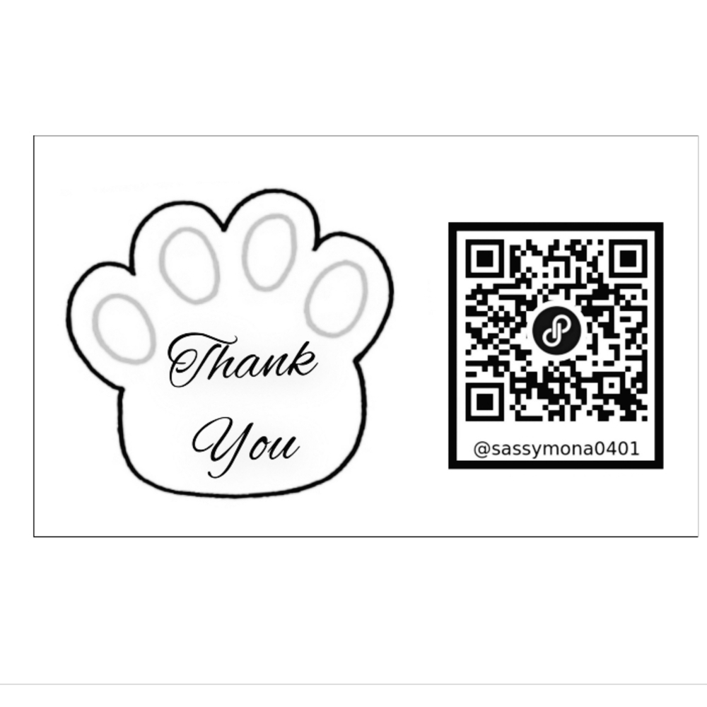 QR Thank You Stickers 2x4 50pc Handcrafted Black And White QR Closet Code